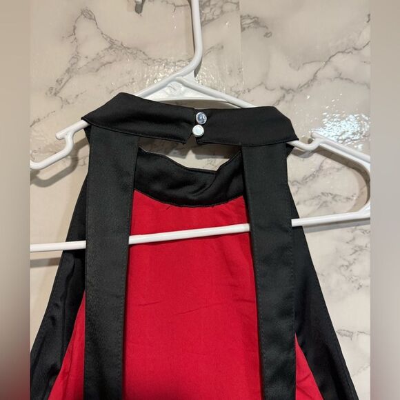NEW NY&C Red Black Leopard Lace Trim Halter Dress Size M - Picture 9 of 12